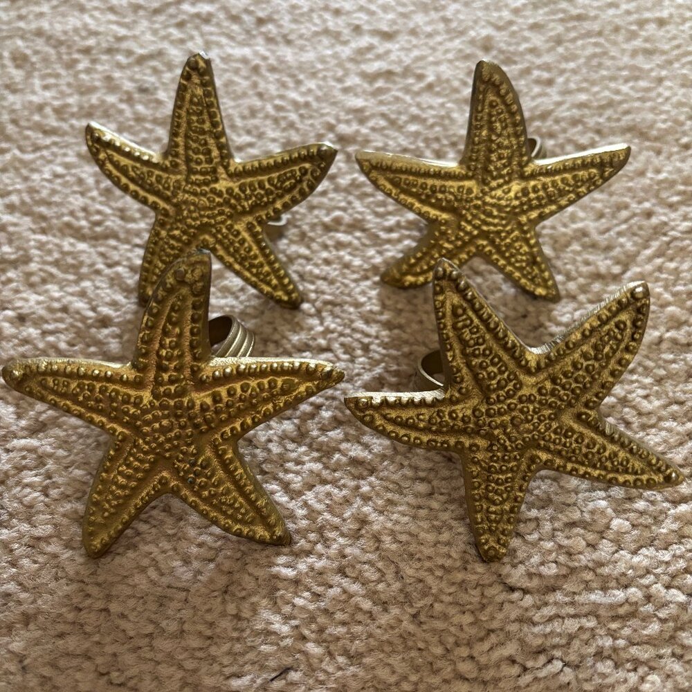 Set of 4 Brass Starfish Napkin Rings